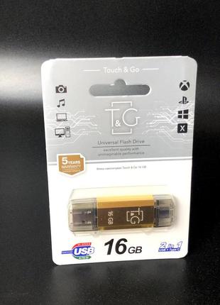 Флеш-накопитель usb 16gb t&g 009 star series (type c 2.0) gold