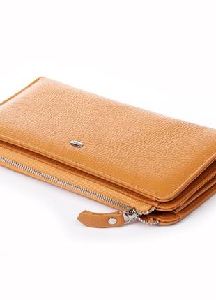 Кошелек женский кожаный желтый матовый на молнии с визитницей на магнитах внутри dr. bond wn-23-21