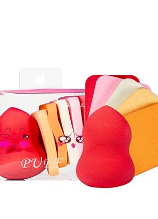Спонжі для макіяжу в наборі груша та прямокутник puffy 6 штук