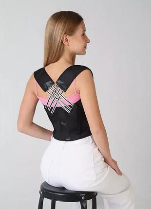 Эластичный корректор осанки, корсет для выравнивания спины и разгрузки позвоночника черный