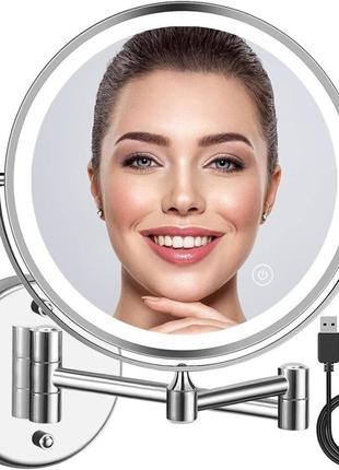 Косметичне дзеркало acolar зі світлодіодним підсвічуванням зі збільшенням 1x/10x, сенсорним перемикачем type-c
