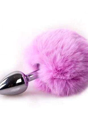 Анальная пробка с хвостиком - сиреневый - 7,5 * 2,8 см – анальные игрушки