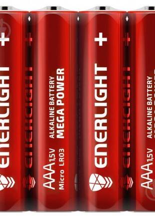 Лужна батарейка елемент живлення enerlight mega power aaa 1,5v lr03, 4шт alkaline battery