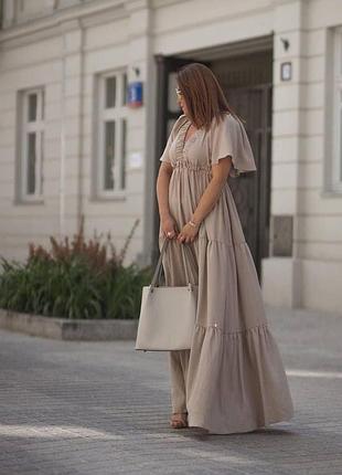 Літня вільна сукня з воланами відкрита спина, довга сукня повсякденна легка однотонна