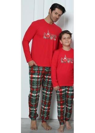 Детская  новогодняя пижама для мальчика с брюками - love- family look для семьи5 фото