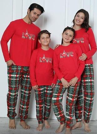 Детская  новогодняя пижама для мальчика с брюками - love- family look для семьи4 фото