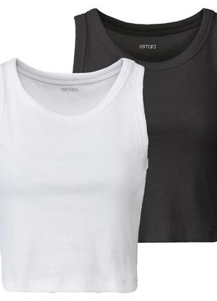Топ в рубчик набір 2 шт. для жінки esmara lidl 402071 xl чорно-білий