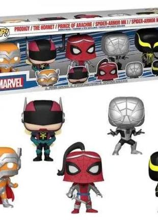 Пять фигурок funko pop marvel spider-man beyond amazing набор фигурок фанко поп «marvel: год паука»4 фото