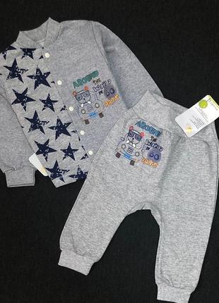 Костюм 2 в 1: кофта, штани "принт", футер тм "happy tot" (80 см) (кофта зою штанами)