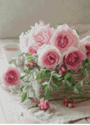 Алмазная вышивка. картина на подрамнике "нежные розы", размер 40х30 см