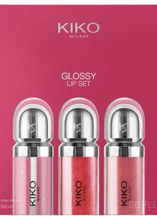 Подарунковий набір блисків для губ kiko milano glossy lip set