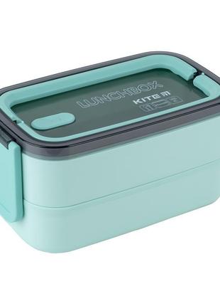 Ланчбокс kite, подвійний, з наповненням, 1400 мл, зелений