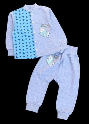 Костюм 2 в 1: кофта, штани "принт", футер тм "happy tot" (кофтазі штанами)