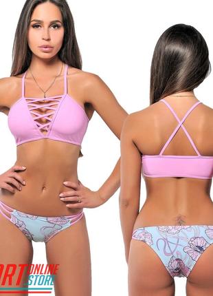 Раздельный купальник katrin 809-royal peony, розовый с рисунком xs