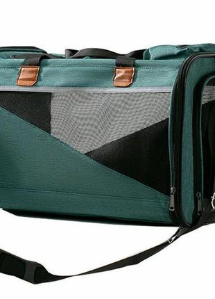 Сумка-переноска для кошек и собак 44х30х35 cosmopet cp-41 grey/green