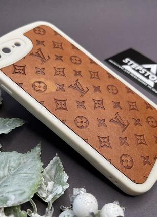 Ученка чохол для iphone 7 plus / 8 plus вставка lv силіконовий шкіряний закрита камера протиударні