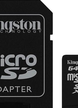 Карта памяти micro sdhc 64gb kingston (class 10) (uhs-3) (с адаптером)