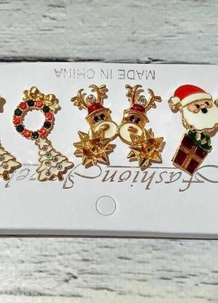 Женские новогодние серьги гвоздики пусеты гвоздики рождественские аксессуары