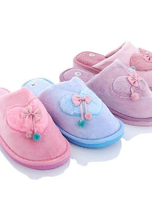 Тапочки домашние комнатные женские сердце. тапки демисезонные для дома (сиреневые)