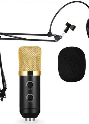Микрофон студийный music d.j. m - 800u со стойкой и ветрозащитой микрофон для студийной звукозаписи