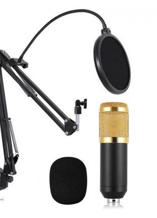Микрофон студийный music d.j. m - 800u со стойкой и ветрозащитой микрофон для студийной звукозаписи6 фото