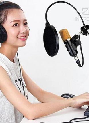 Микрофон студийный music d.j. m - 800u со стойкой и ветрозащитой микрофон для студийной звукозаписи8 фото