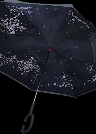 Парасолька навпаки up-brella чорний вітрозахисний зворотного складання