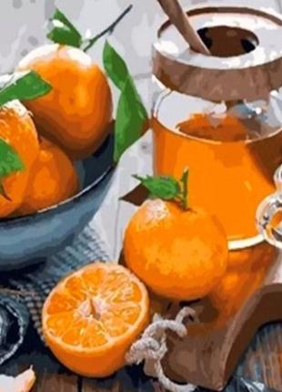 Алмазна вишивка. картина на підрамнику "помаранчеві ласощі", 30х30см