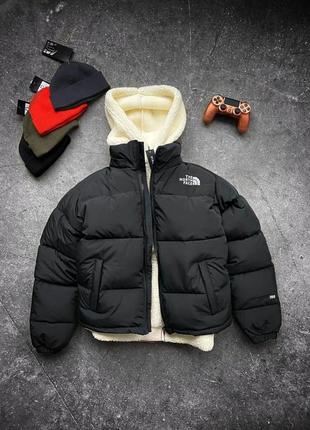Чоловіча жіноча зимова куртка пуховик the north face оверсайз до -30*с тнф унісекс чорна
