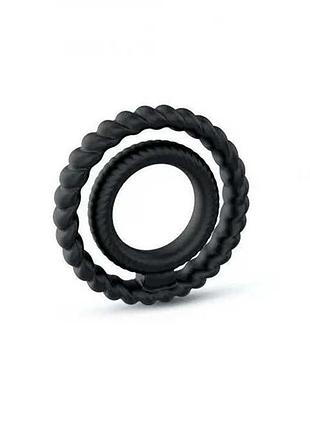 Черное эрекционное кольцо двойное "dorcel dual ring"