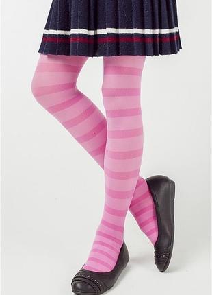Колготи дитячі naviale класична посадка, закритий носок в смужку micro 40 den 5/6(р) pink (1102)