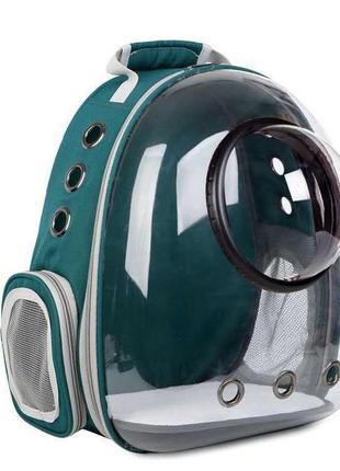 Рюкзак перенесення для тварин розсувний cosmopet cp-16 для котів та собак 42x32x23 см green