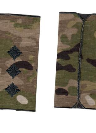 Муфта старший лейтенант военный / армейский  шеврон всу, черный цвет на мультикаме,  10 см * 5 см