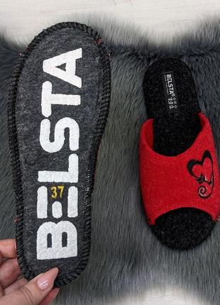 Тапочки женские войлочные для ламината белста красные с сердечками 4608
