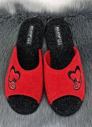 Тапочки женские войлочные для ламината белста красные с сердечками 4608
