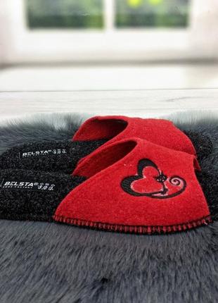 Тапочки женские войлочные для ламината белста красные с сердечками 4608