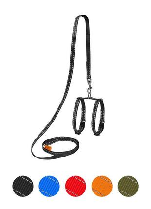 Шлея "dog extreme" з нейлону регульована з повідцем для морських свинок, декор.крис (ширина 10мм, в:12-22см),