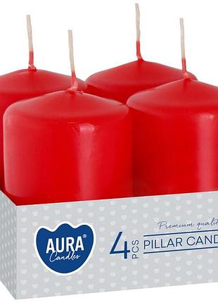 Набір свічок 4 шт. циліндр bispol aura candles червоні (sw40/60-030)
