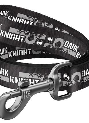 Повідець для собак нейлоновий waudog nylon, малюнок "темний лицар", ш 10 мм, дов 122 см