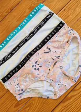 Жіночі трусики bonds, 3 штуки, розмір 14, колір білий, рожевий