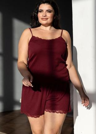 Женская пижама рубчик пб1410 бордо