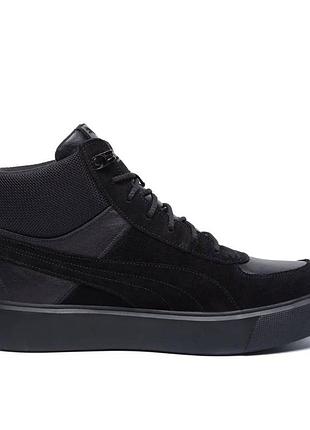 Зимові шкіряні ботинки puma чорні 3