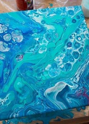 Набор для креативного творчества fluid art danko toys fa-01-01 флюид арт холст краски лак перчатки детский