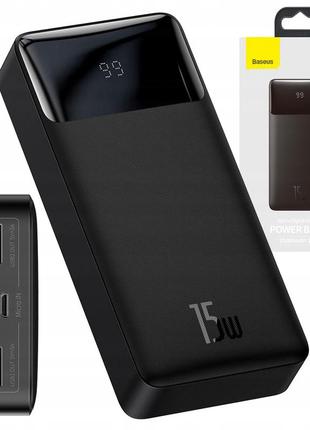 Повербанк power bank  baseus  30000mah usb-c/micro/2 x usb 15w