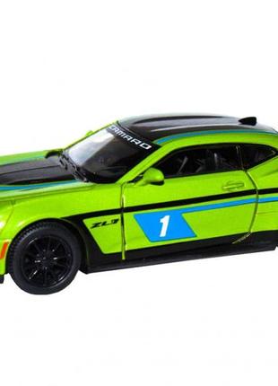 Дитяча модель машинки chevrolet camaro zl1 2017 kinsmart kt5399fw інерційна, 1:38  green