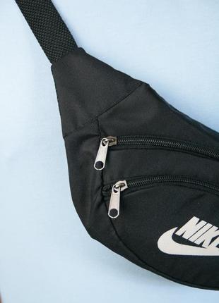 Бананка nike slides 1000d чорна, біле лого5 фото