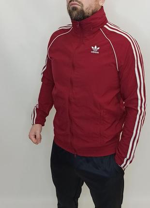 Кофта олимпийка спортивная мужская бордовая adidas. размер - s.