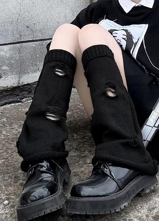 Гетри кльош рвані дирки одотонні чорні 56670 xxs-xl