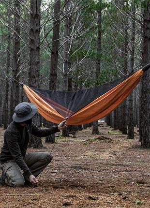 Гамак одноместный с москитной сеткой и тентом naturehike shelter camping nh20zp092, 75d pongee, оранжевый