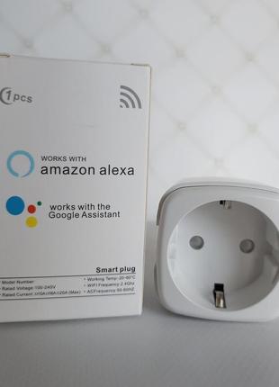 Умная wifi розетка 20а с счетчиком электроэнергии, белая / розетка smart plug